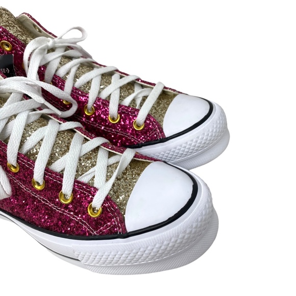 Converse Ctas Lift Shoe Platform For Women Glitter Red Beige Custom 570626C-WPGW - Picture 4 of 10